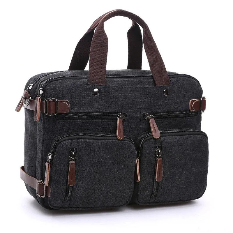 BRESCASES Male Canvas Leather Men Messenger Bags Big High Quality Satchel Shoulder Laptop Portfölj Travel Handbagbriefcases