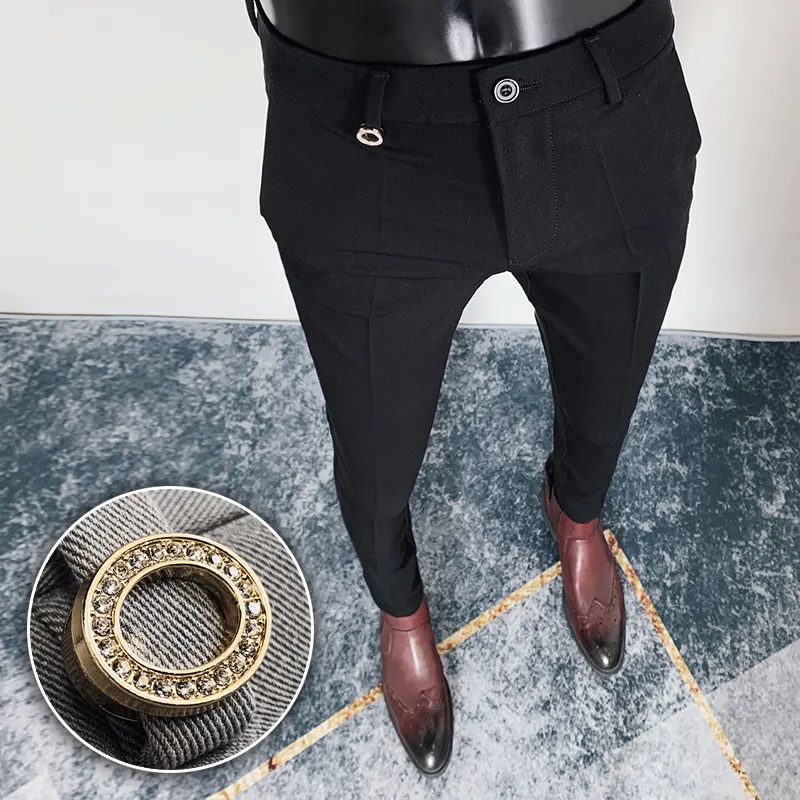 Mens Pants Men British High Waist Straight Pants Men Social Trousers ...