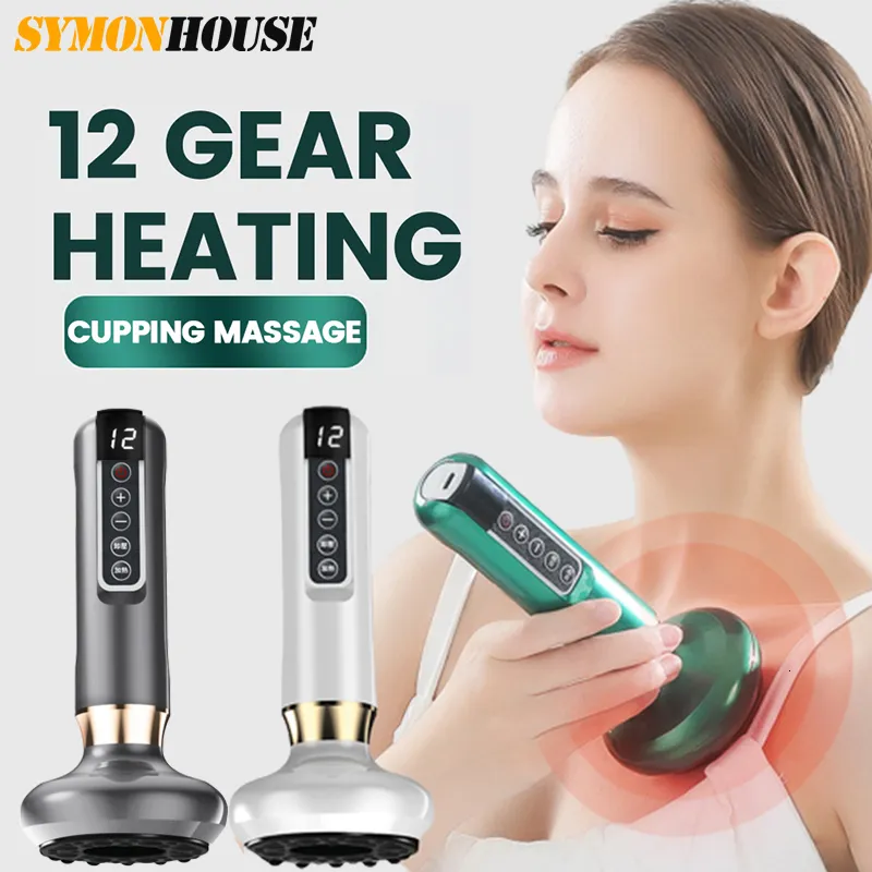 Helkroppsmassager Electric Vacuum Cupping Massager Sug Cup Guasha Anti Cellulite Beauty Health Scraping Infraröd värme Slimmmassageterapi 230314