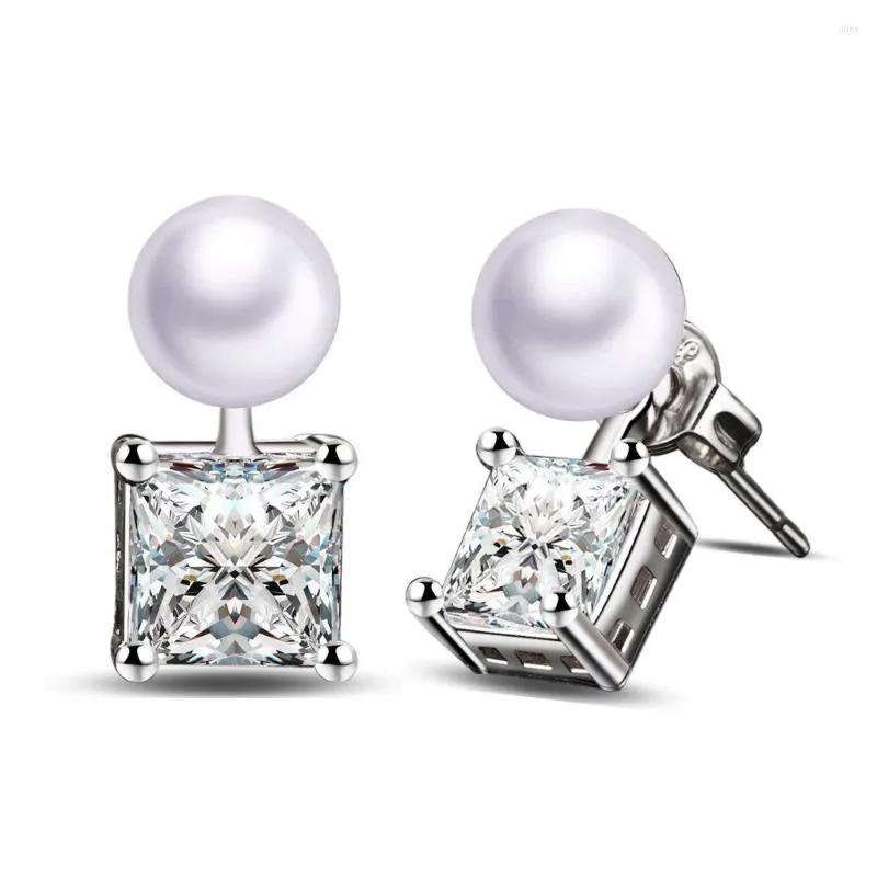 Studörhängen 2023 Pendientes 6mm Pearl Dual Purpose Silver Color for Women Brino Jewlery Crystal