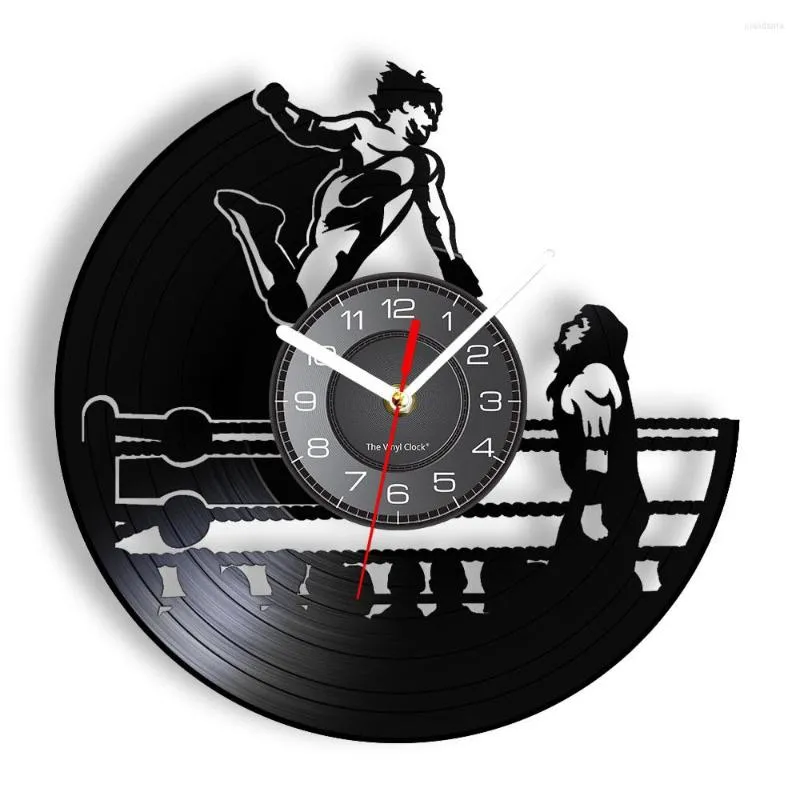 Wall Clocks Freestyle Wrestling Clock Made Of Record Combat Sports Home Decor Watch For Living Room Grappler Wrestler Gift