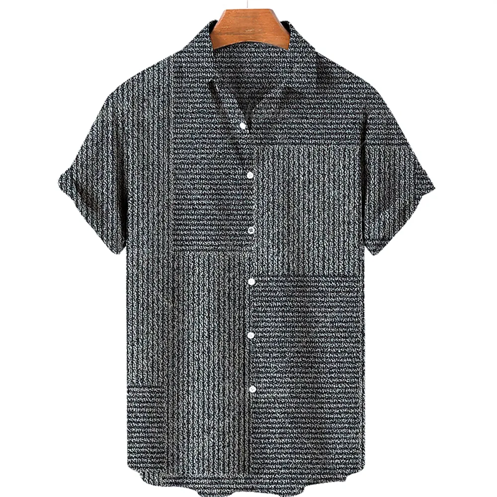 남성용 캐주얼 셔츠 모자이크 하와이 남성 짧은 슬리브 셔츠 오픈 칼라 싱글 버튼 셔츠 3D 짧은 슬리브 유행 캐주얼 해변 상단 230314