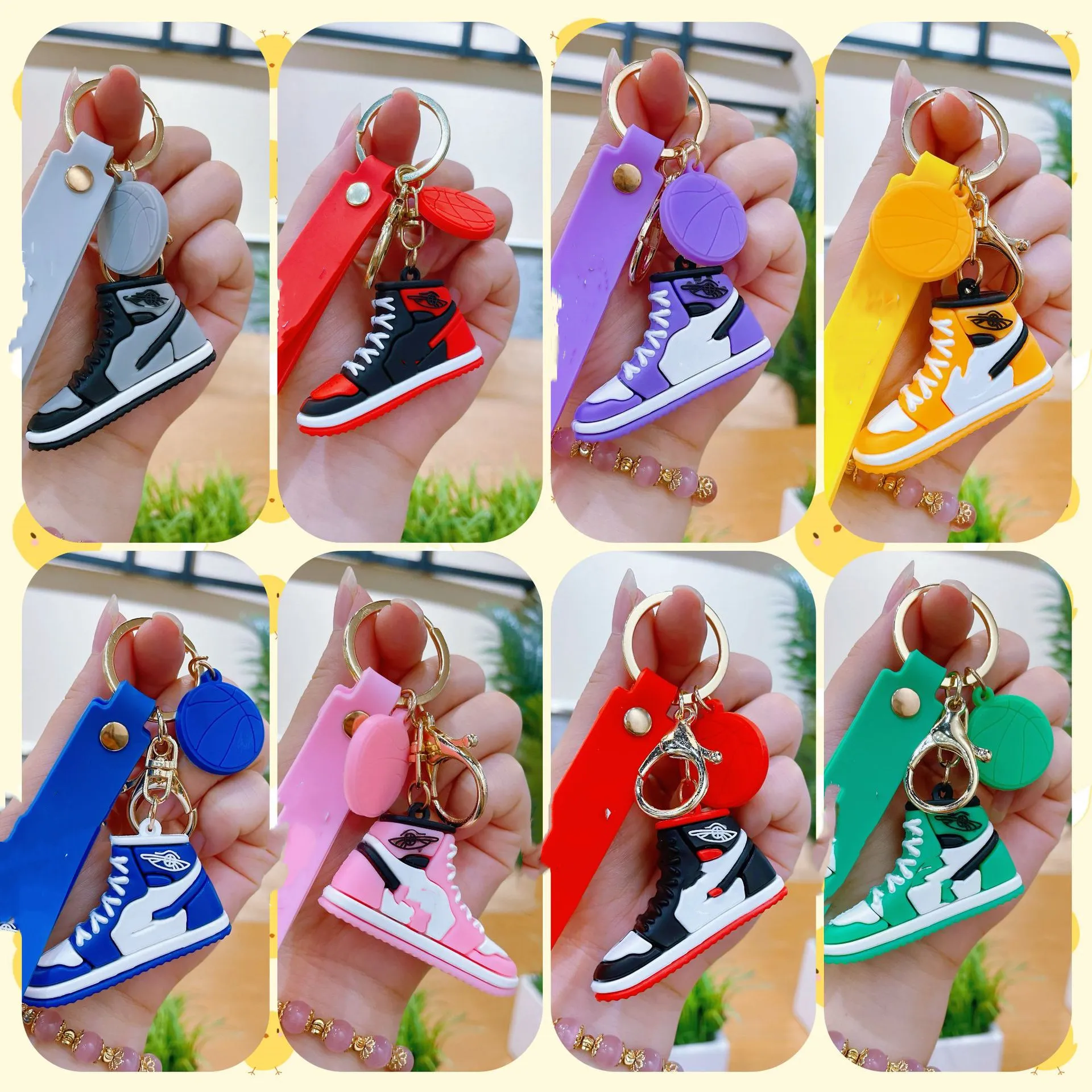 Creative 3D Sneakers Model Keychains Party Gift Souvenirs Basketball Shoes Keyring Car Backpack Pendant Gifts Sports Shoes Key Chains 8 Colors