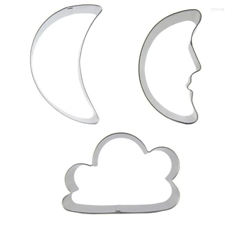 Stampi da forno 3 pezzi Moon Cloud Face Tagliabiscotti Macchina per goffratura di biscotti Decorazione di torte Cioccolatini Caramelle morbide Strumenti fai da te.