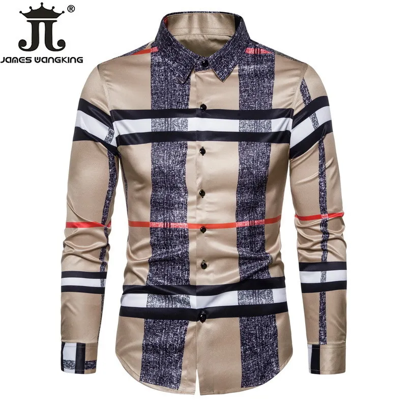 Men s Casual Shirts 6XL Business Plaid Formal Workwear Wedding Dress Slim Social Party Clothes Khaki Checked 230313