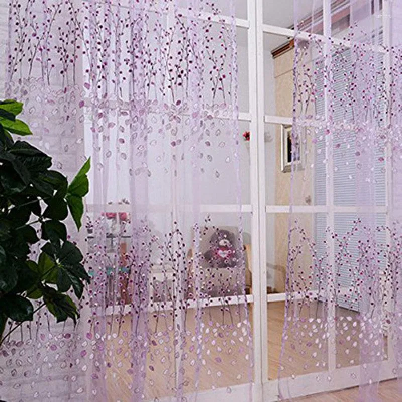 Gardin 1 st 200 100 cm Bay Window Voile Chic Room Wintersweet Flower Sheer Screening Home Decor Textile