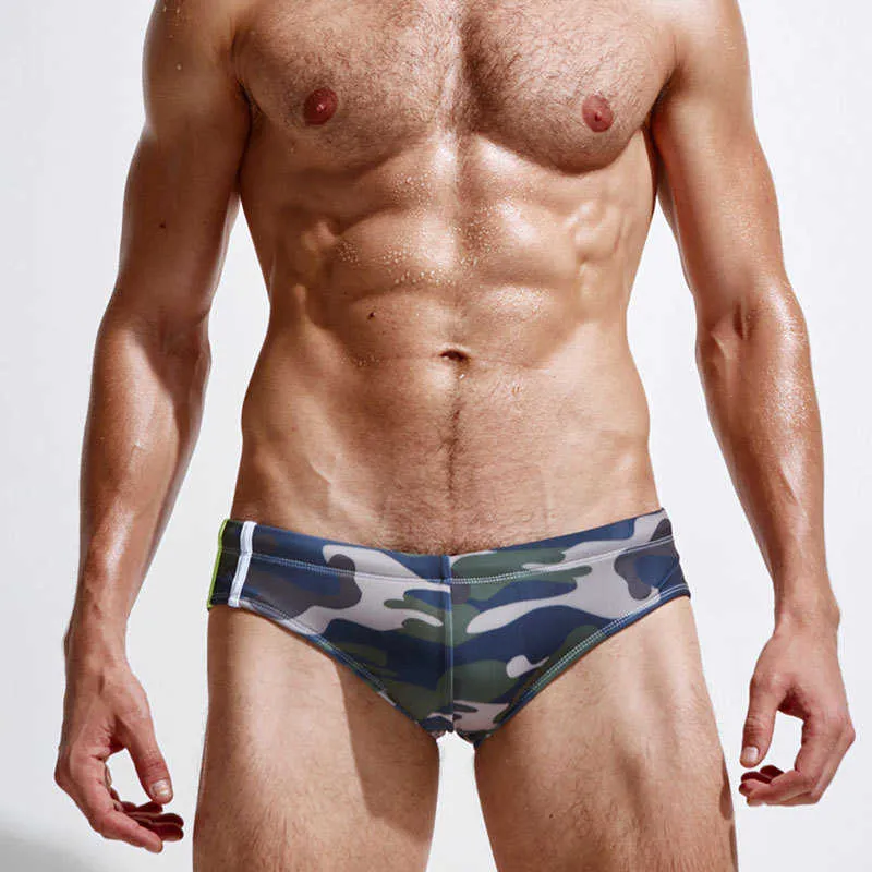 Swimwear masculin 2019 pour hommes nageurs Trunks Camouflage Chûère de bain à sec rapide Boxer Boxer Sexy Gay Sweetwwear Summer Beachwear L230314