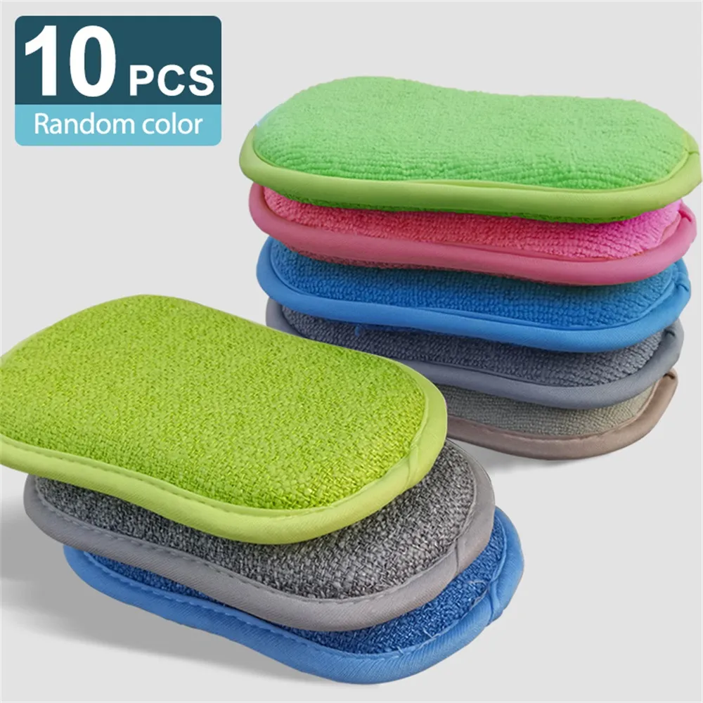 5PCS Double Side Dishwashing Sponge,Multi-Purpose Kitchen Sponge Scrubber,  Round Pan Pot Dish Wash Sponges, Reusable Household Cleaning Tools Kitchen