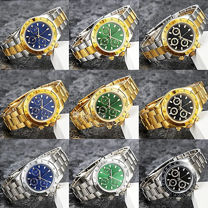 relógios masculinos mecânicos automáticos 40mm RESPOSTA BLATE DIAL BLAT SAFIRA DE 6 PINIS PARA MENS 904L Aço inoxidável Correia dobrável Fivela luminosa impermeável relógios de pulso