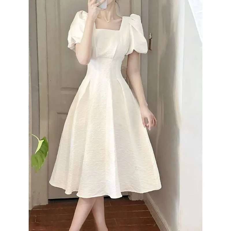 blue dress for baby girl Best Quality A-Line White Midi Dress for Women – Reepeat main image 0