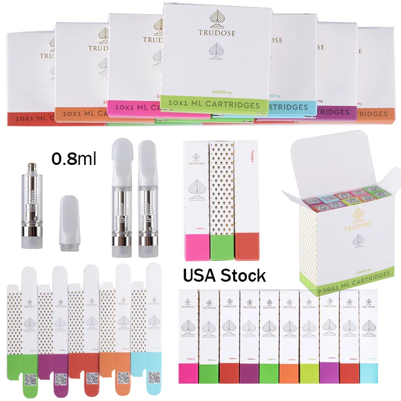 ₩998에서 Trudose Carts Atomizers vape 카트리지 포장 빈 0.8ml 왁스 기화기 510 스레드 세라믹
