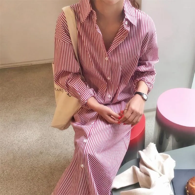 strapless open back dress Pink & Red Vertical Stripe Shirt Dress – Shaayra main image 0