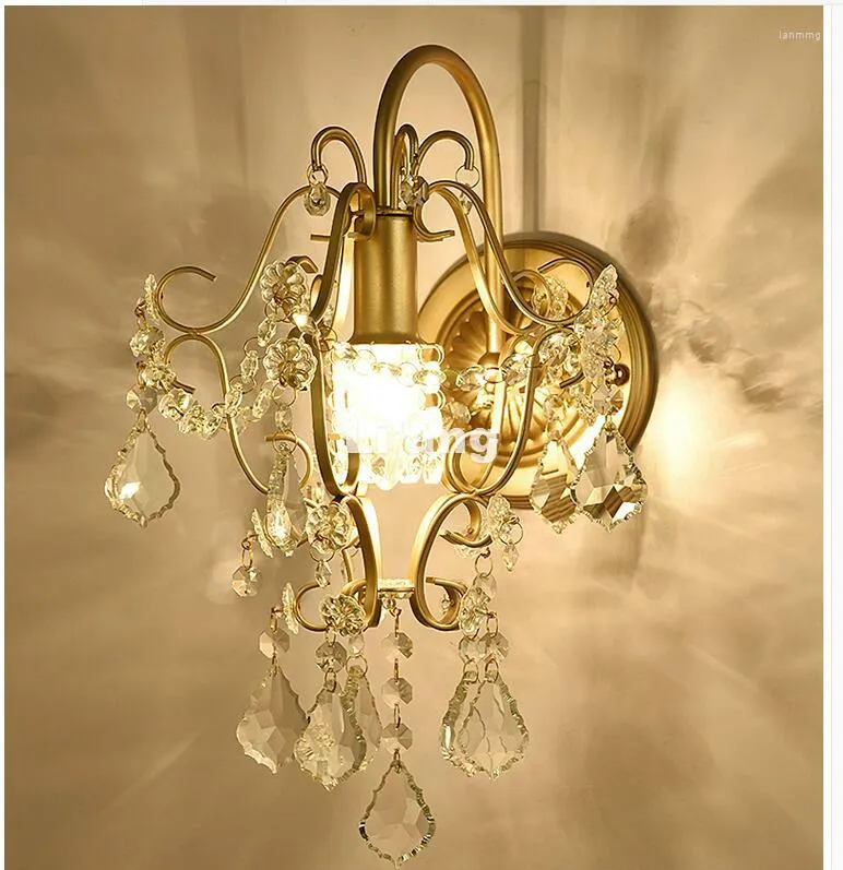 Duvar lambası K9 Art Decora Altın/Gümüş Avrupa tarzı Kristal Yatak Odası Ev Sconce Işık D