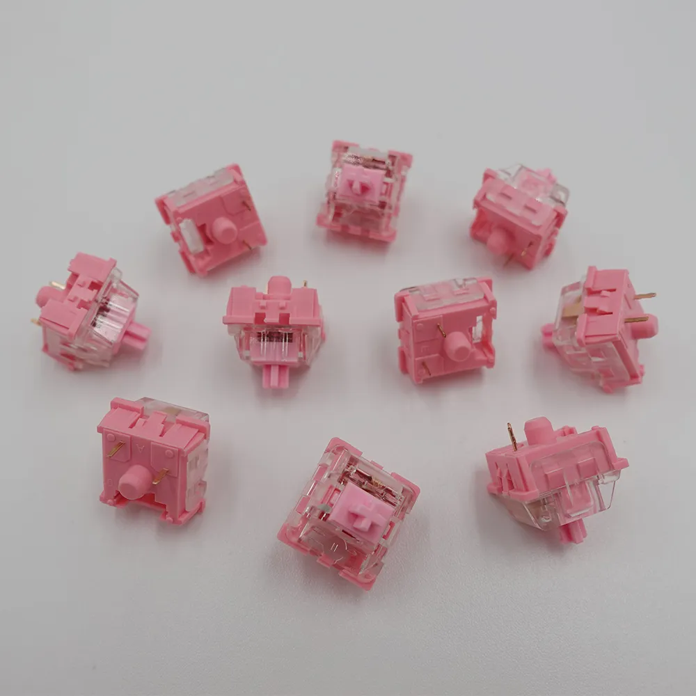 KTT Commutateur Rose Commutateurs Linéaire SMD LED 3 broches 43g Claviers Mécaniques Personnalisé RVB RVB Transparent Compatible GK61 Anne Pro 2