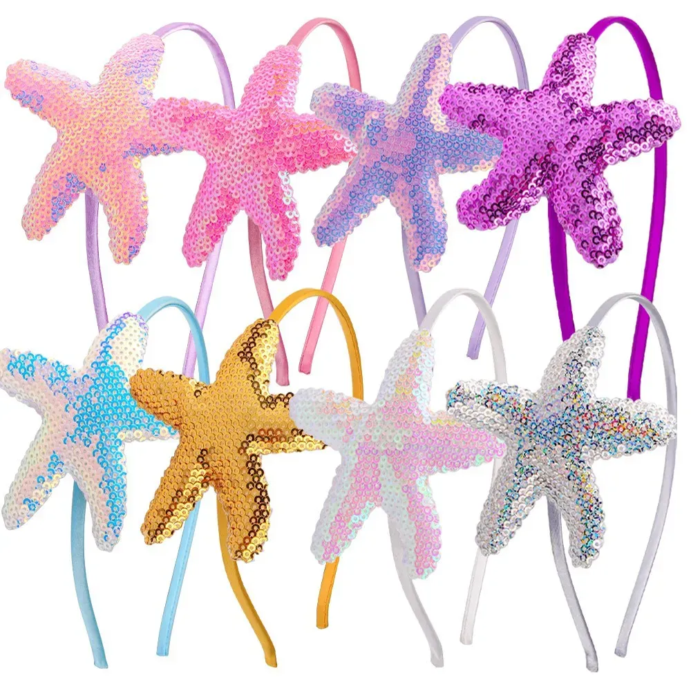 Accessori per capelli per animali marini da principessa con fascia per capelli a forma di stella marina per bambini di nuova festa