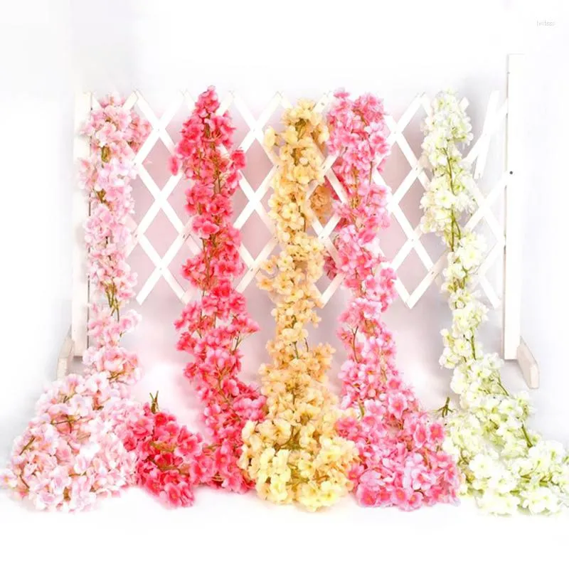 Dekorativa blommor 144 Heads Artificial Flower Decor Cherry Blossom Garland för bröllopsdekoration Simulering Torkad Vines Home Garden