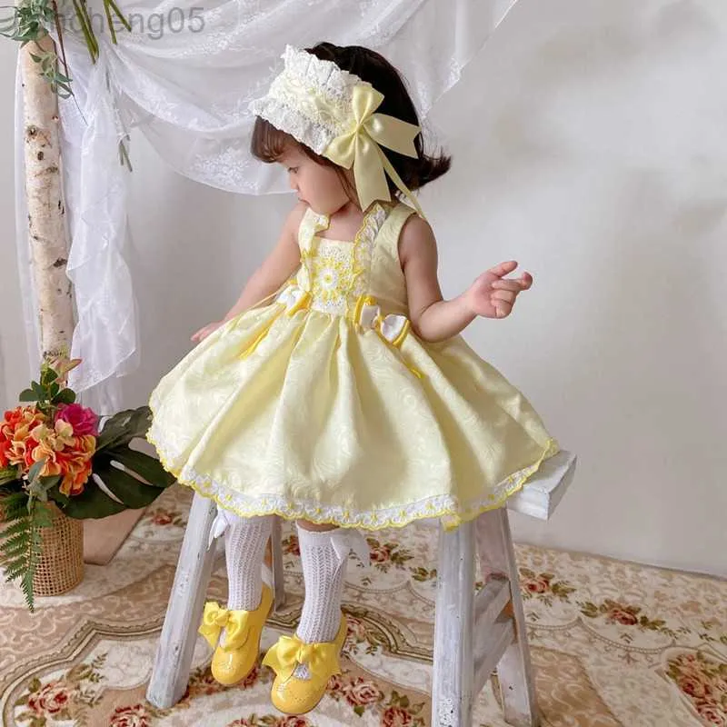 Flickas klänningar spanska baby klänning flickor lolita prinsessa vestidos barn födelsedag eid påskparty boll klänning barn spets spanien boutique drees w0314