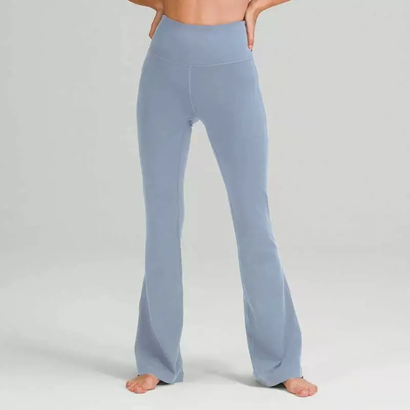 L-06 Pantaloni svasati da yoga da donna LuLu Pantaloni sportivi a gamba larga a vita alta Tinta unita Fianchi sottili Calzamaglia da ballo allentata Leggings da palestra da donna Pantaloni sportivi da corsa