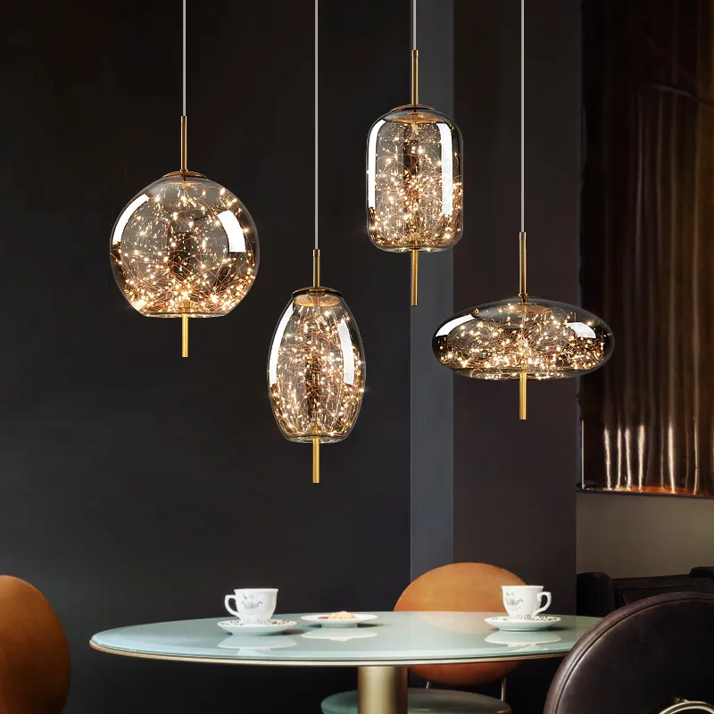 Lustre en cuivre de luxe lumière pour la cuisine moderne décor à la maison cristal concepteur LED Tables à manger éclairage suspendu