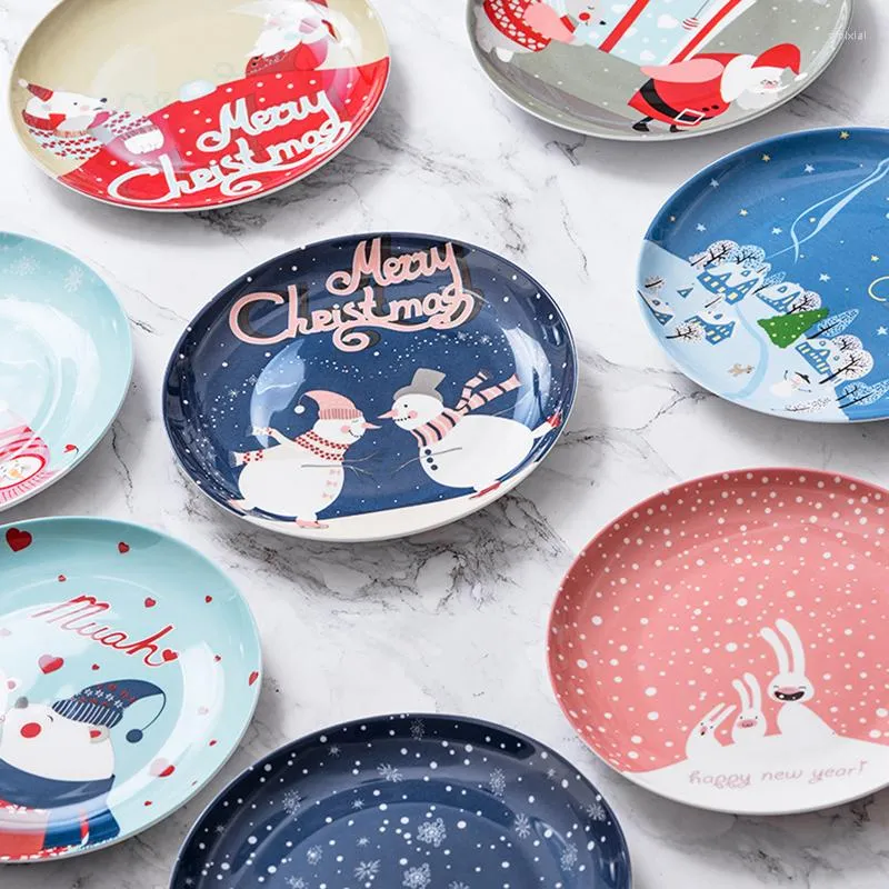 BOILS TOLAS PLACA DE Tabela de mesa ocidental Set Set Series de Natal Cartoon Creative Ceramic Dinner