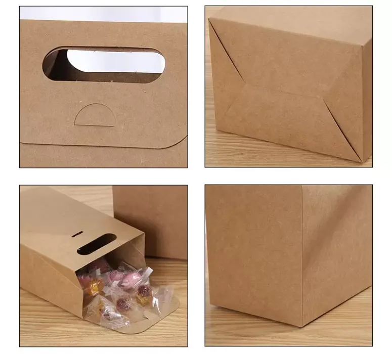 Kraft Box Craft Bag with Handle Soap Candy Bakery Cookie Biscuits Packaging Paper Boxes