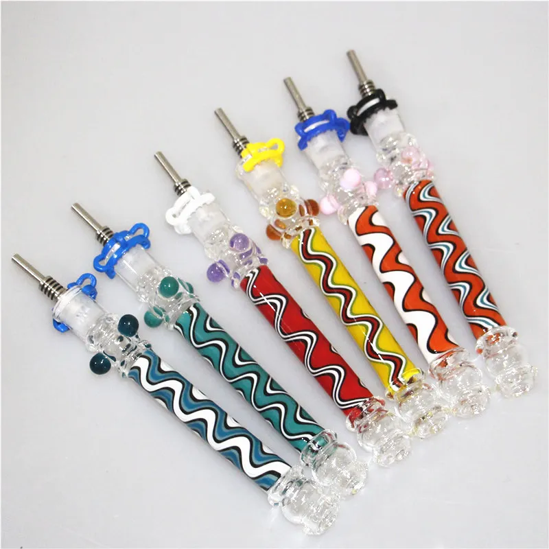 Hookah Bong Nectar Kit with 10mm Titanium Tip Quartz Inverted Nail Joint Mini Glass Pipe Dab Straw pipes