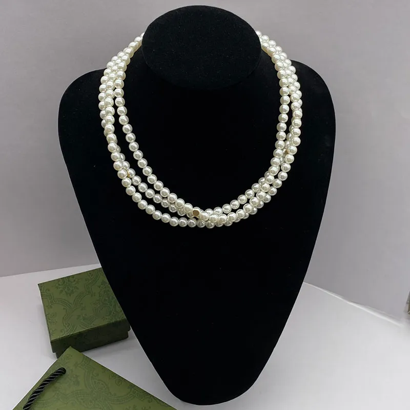 New Women Sweater Pendant Necklaces Crystal Pearls Necklace for Lady Birthday Party Luxury Gift Jewelry