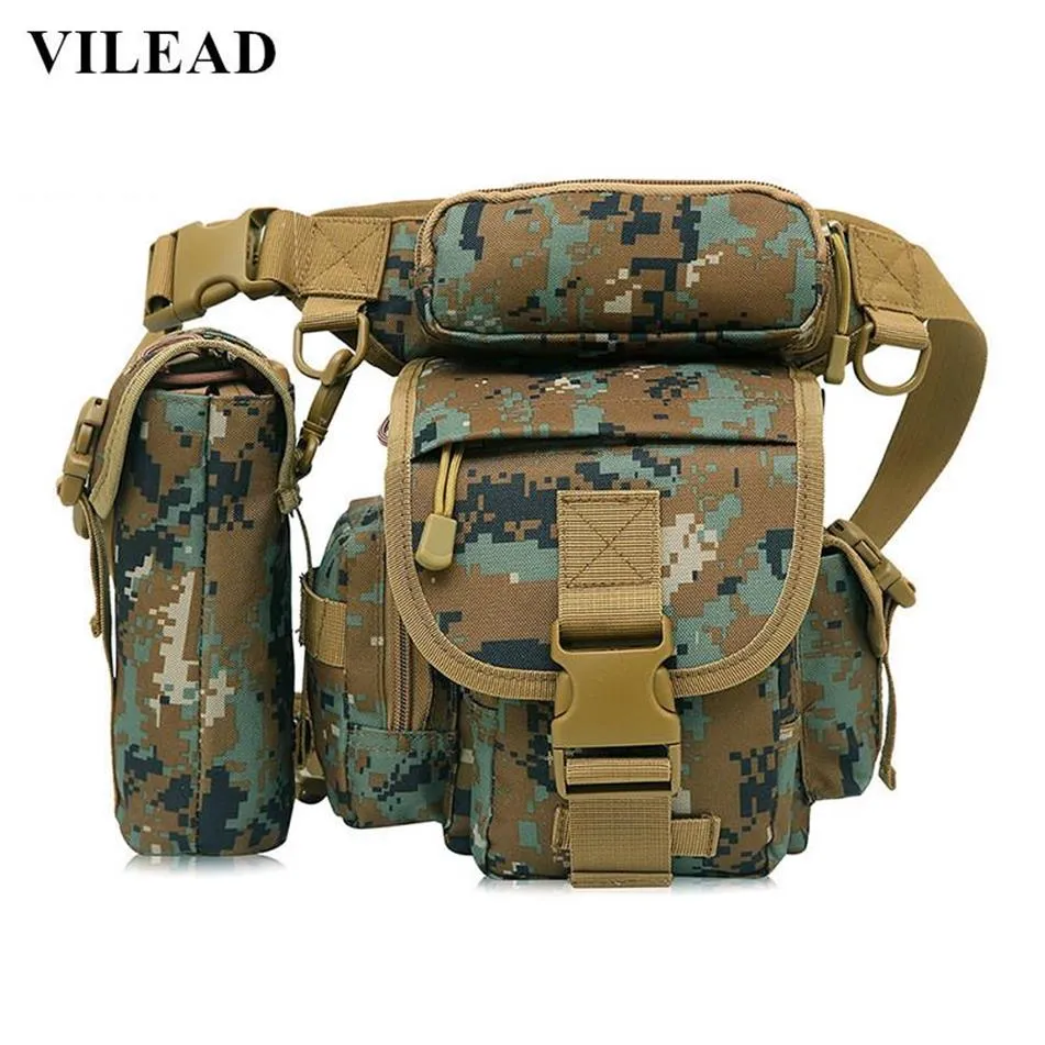Vilead 900D Camouflage Nylon Outdoor Hiking Leg Tactical Bag Multi-functional Camping Cycling Waist Men Travel Sports Bags242r