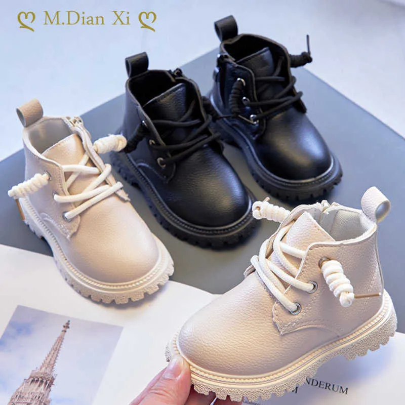 Sapatos planos bebê menino curto outono inverno couro infantil moda criança meninas botas crianças sapatos de neve p230314