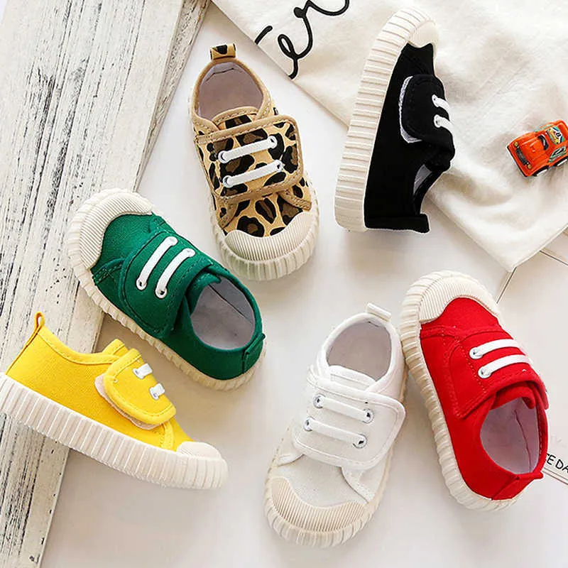 Platte schoenen kinderen luipaard canvas peuter kinderjongen sneakers meisje snoep kleur casual baby kinderen ademende zachte vrijetijdsschoenen p230314