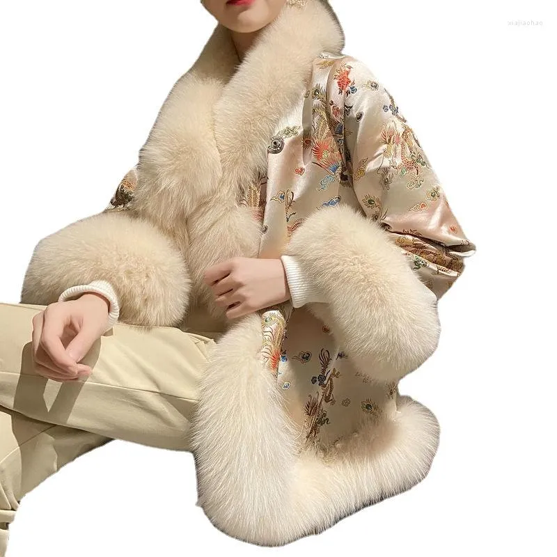 Damski futra płaszcza kobiet 2023 jesienna zima temperament panie sztuczne zagęszczone ciepłe wysokiej jakości płaszcze żeńskie peleryny sądowe