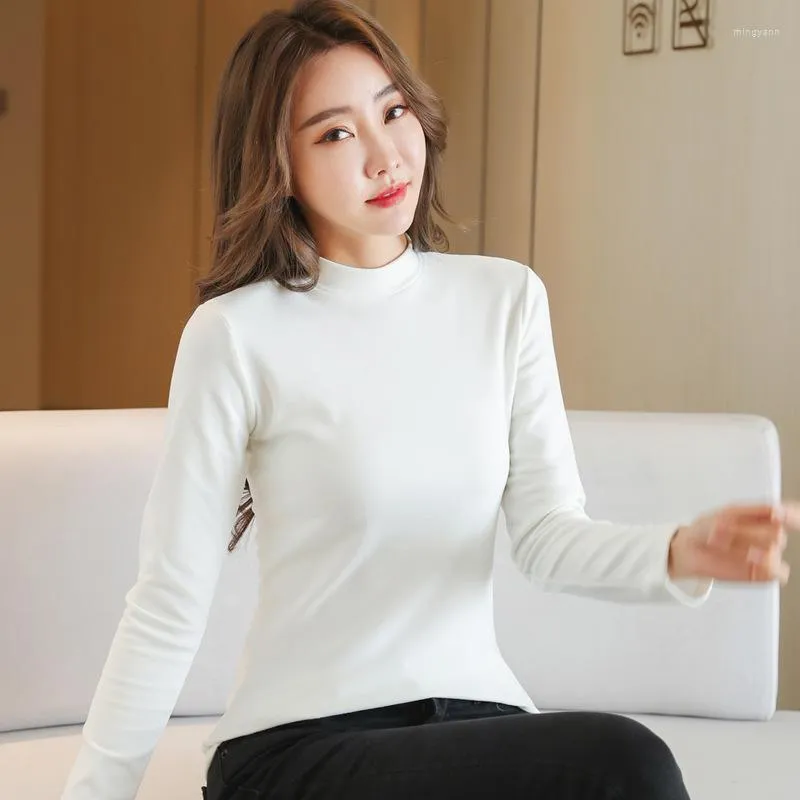 Women's T Shirts 2023 Spring And Autumn Mid-neck Long-sleeved T-shirt Korean Style Slim Ladies Bottoming Shirt Lining Women's Tops