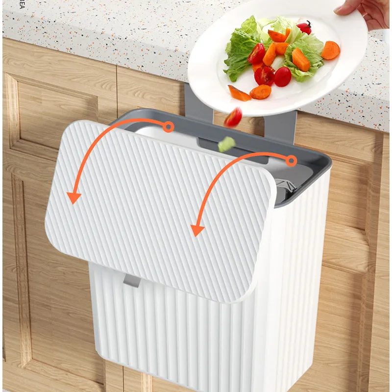 Waste Bins 7/9L Wall Mounted Kitchen Trash Can Hanging Cabinet