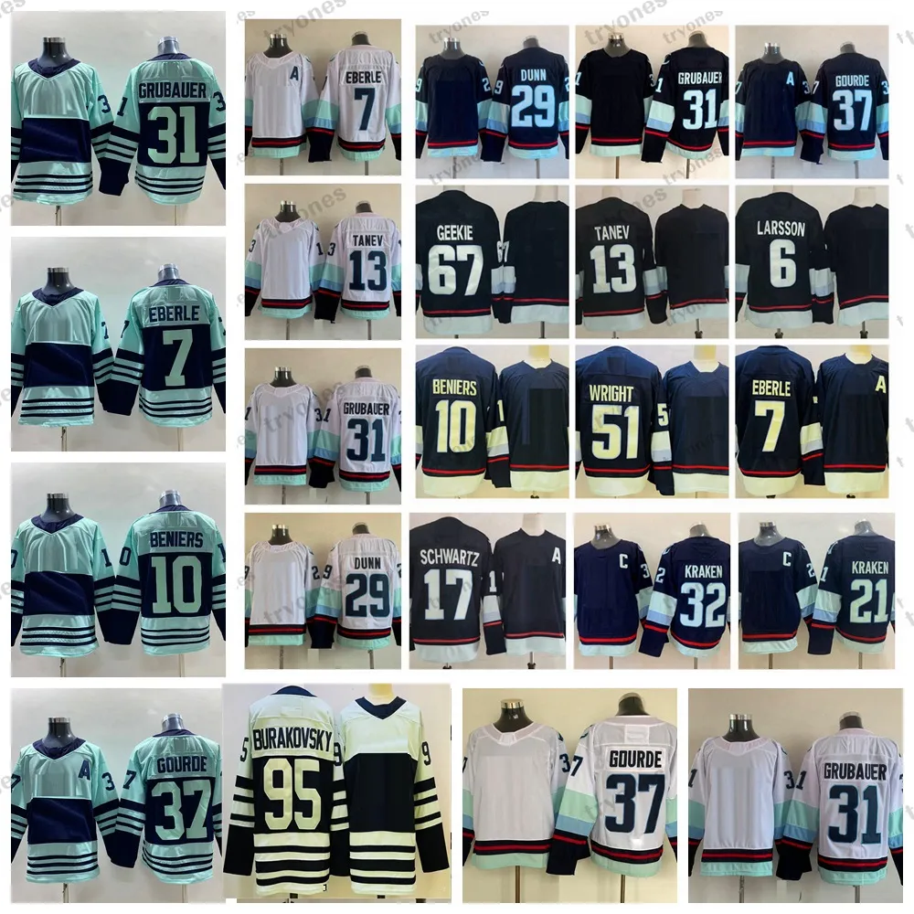 2022 Reverse Retro 2.0 Hockey Jerseys Matty Beniers Eberle Morgan Geekie Yanni Gourde Jaden Schwartz Philipp Grubauer Adam Larsson Vince Dunn Andre Burakovsky Tanev