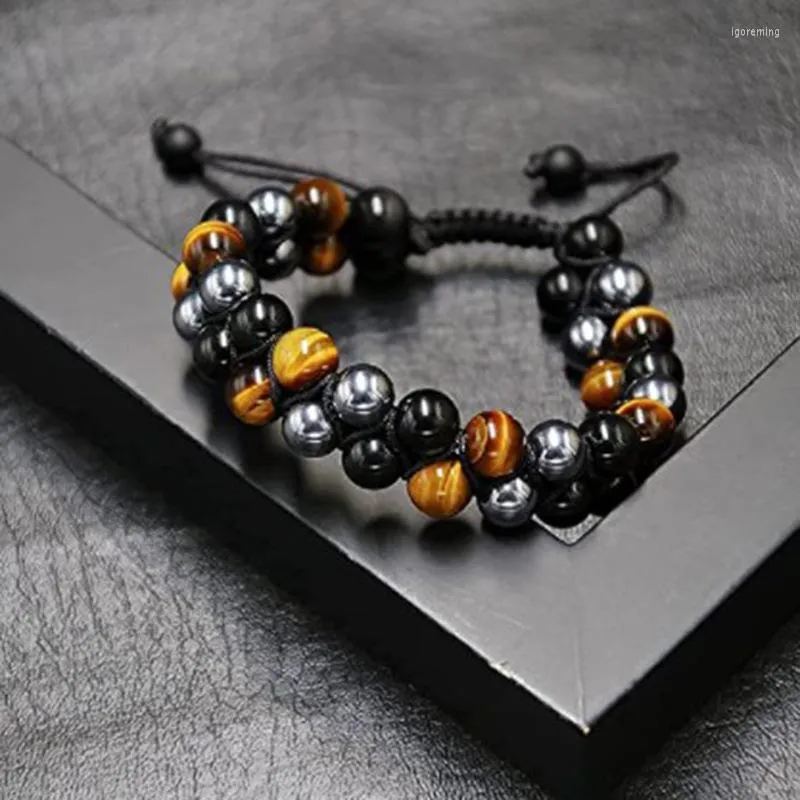 Bedelarmbanden natuurlijke zwarte obsidiaan hematiet tijger eye kralen mannen voor gezondheidsbescherming vrouwen soul sieraden pulsera hombre