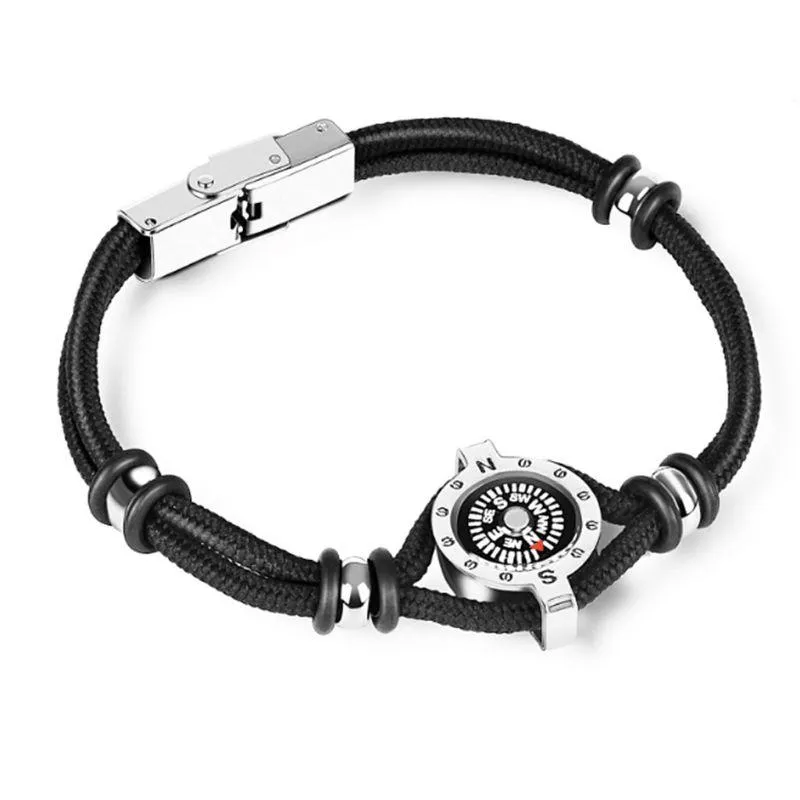 Charm-Armbänder Outdoor-Enthusiasten Notfall-Kompass-Paracord-Armband für Camper-Wanderer X7JB