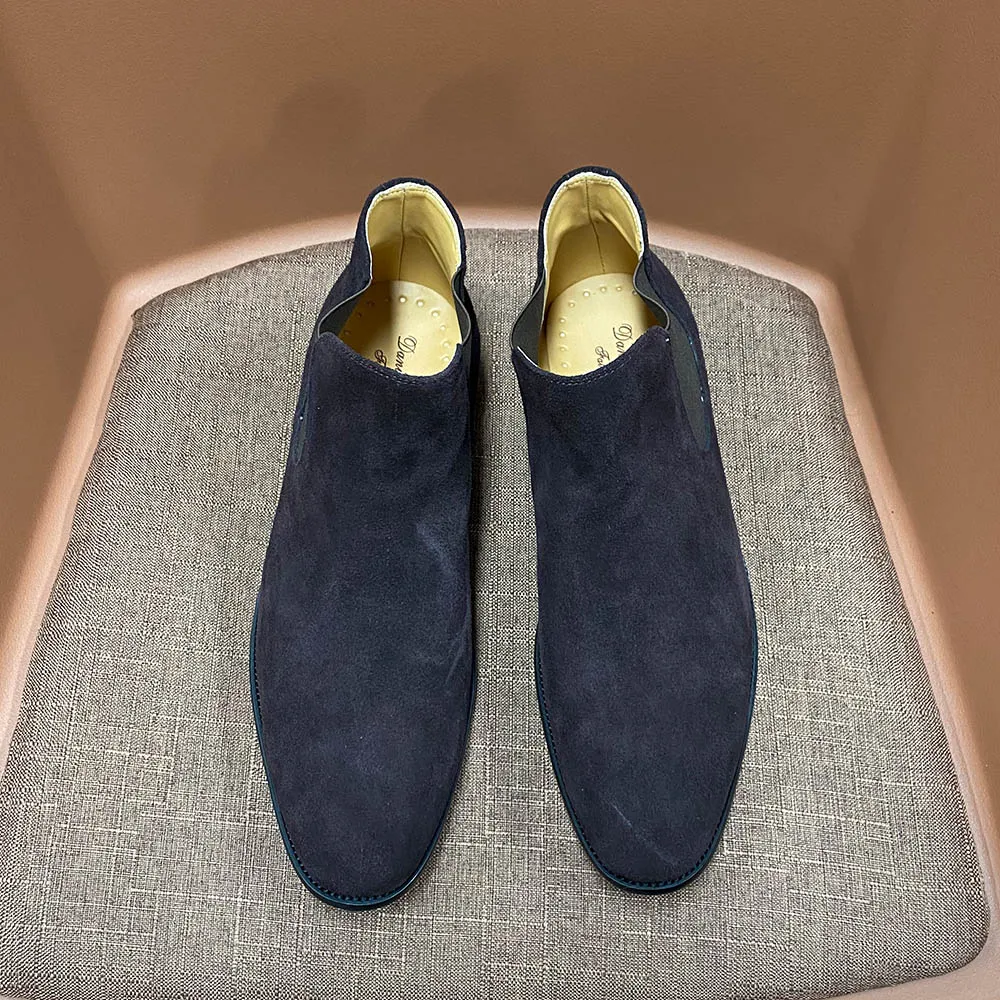 Chelsea laarzen echte lederen laarzen mannen schoenen koe suede enkel laarzen zwart bruin mannelijke Britse stijl slip-on winter spring laarzen