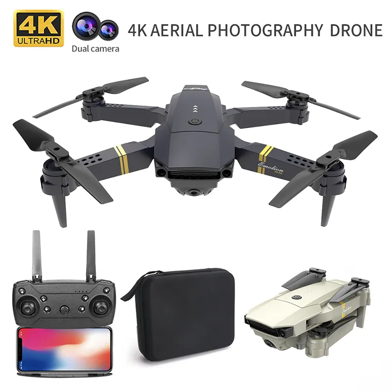 E58 QUADROTOR DRONE PORTABLE KIT WIFI FPV with Wide Angle HD 4K Camera foldable ARM RC QUADCOPTER DRONES X PRO RTF DRON GPS