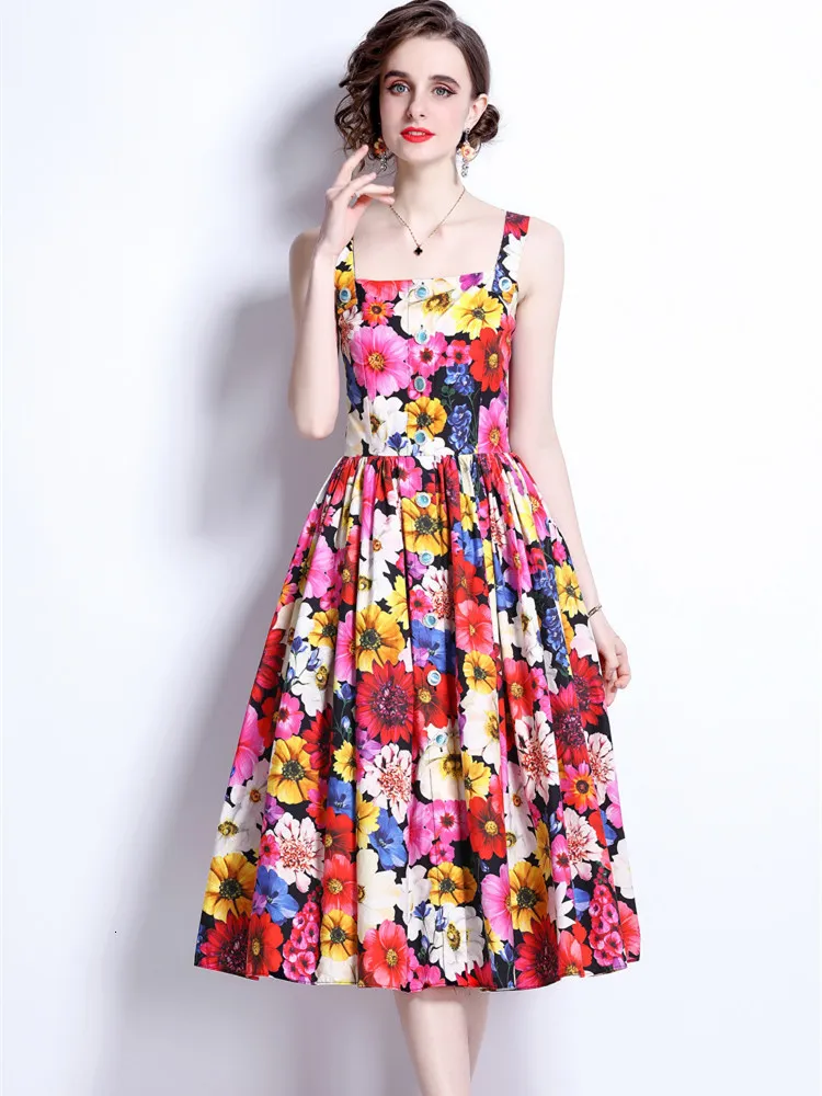Womens Sexy Summer Sunflower Midi Dress Spaghetti... From Kong04, $26.61 |  DHgate.Com