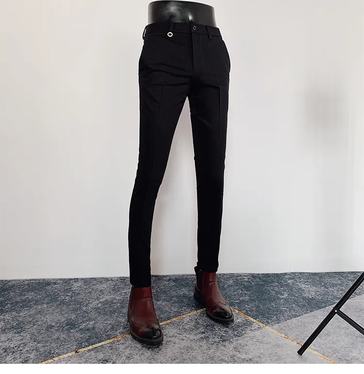 Mens Pants Men British High Waist Straight Pants Men Social Trousers ...