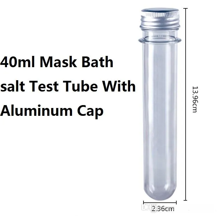 40ml Mask Bath salt Test Tube With Aluminum Cap, 40cc Clear Plastic Cosmetic Tube, Candy Bottle,Cosmetic Packaging 