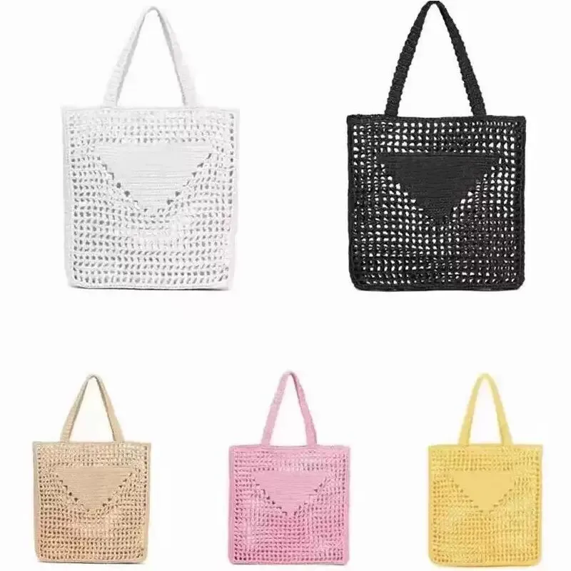 Borsa di paglia di lusso di design Pratica borsa a tracolla semplice di grande capacità Portafoglio quadrato casual Donna Moda Estate Spiaggia