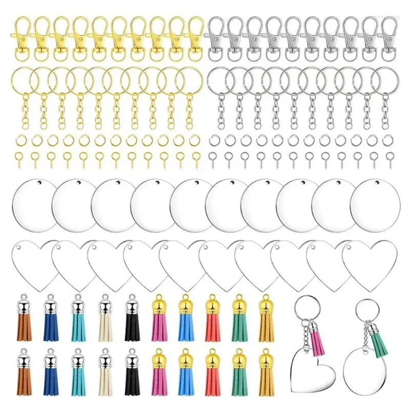 Nyckelringar 280 stycken Akrylkedja Tassels Set inklusive 20 tomma ämnen 40 Keychain Hooks Rings Rings