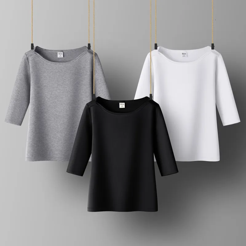 Women's T-Shirt Women Soft Cotton T-shirt Slash neck Solid color Lady Tees Half Sleeve Summer Women's clothings All match Female T-shirts 230314