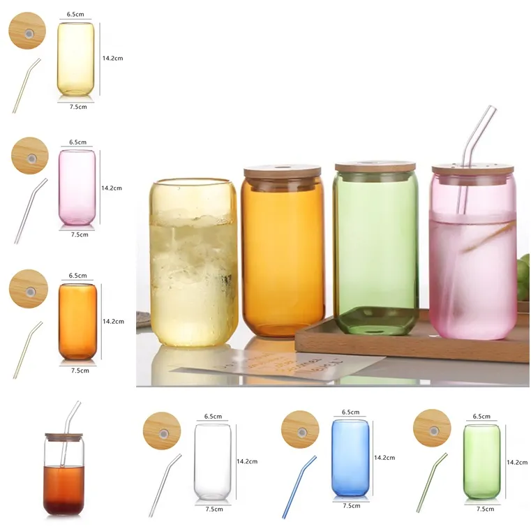 Hem Creative Tumblers Glass Cola Cup Lätt att öppna Glass Juice Cup Coffee Drink Cups LT295