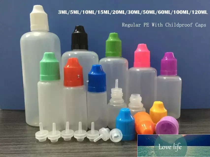 Bouteilles de compte-gouttes eliquid 3 ml 5 ml 10ml 15 ml 20ml 30ml 50 ml 60 ml 100ml