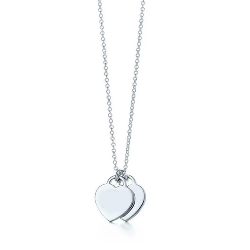 Hänge halsband Nya 925 Sterling Silver Peach Heart Classic Tricolor Love Halsband Droppande hjärta Kort emalj Droppande Pendant Clavicle Chain Z0314