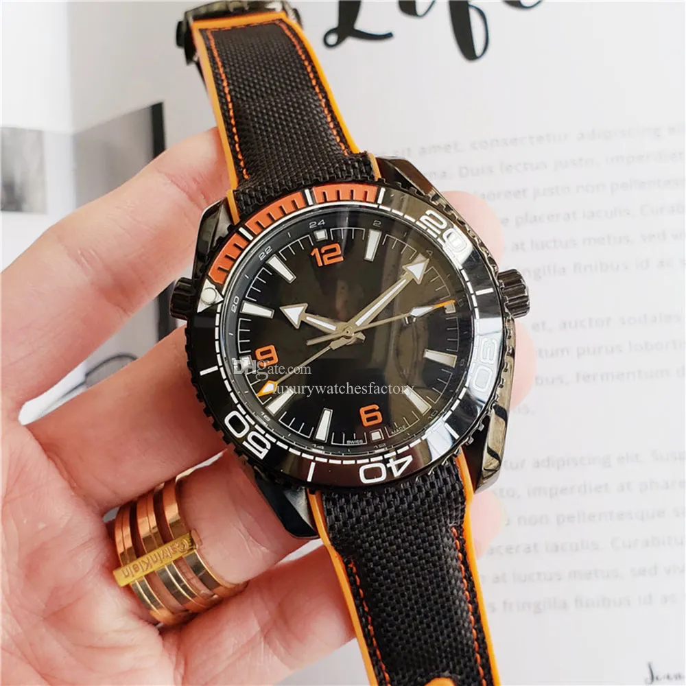 Reloj de pulsera con caja de cerámica para hombre, 45mm, diseño mecánico completamente automático, informal, relojes de alta calidad, relojes de regalo resistentes al agua