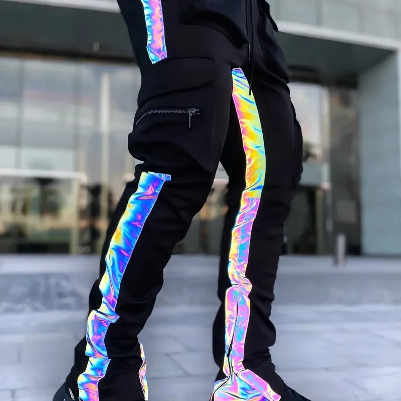 Herenbroeken Heren Casual Jogger Cargo Pants Man Fashion Harem Pant Losse broek streetwear mannelijke trend pantalon homme reflecterende techwear 230313