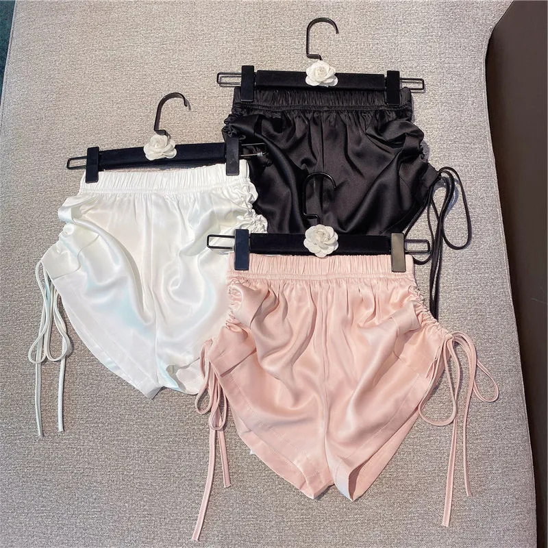 Shorts voor dames sexy zomer dunne hoge taille trekstring wit casual zwart roze wilde pantalones cortos de mujer zweet 230314